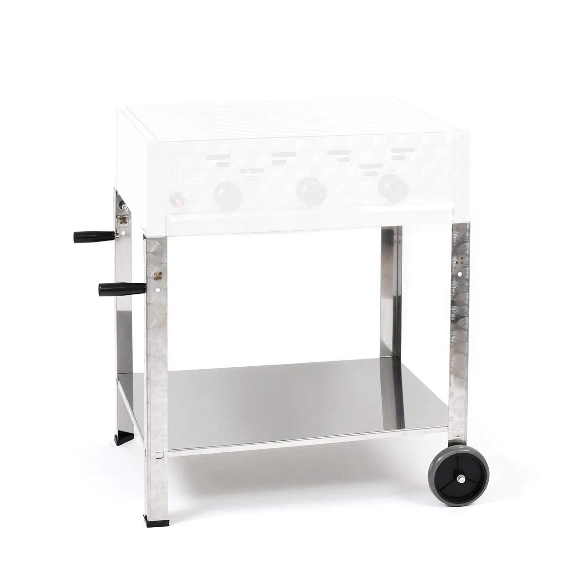Gasgrill-Kombibräter 11kW 3-flammiger Edelstahl-Brenner fahrbar mit Grillrost und emaillierter Stahlpfanne Grillwagen Gastrobräter Profigrill