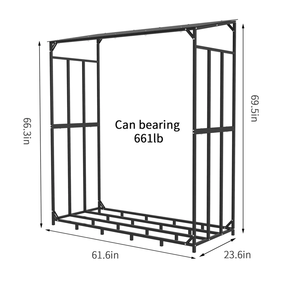 Kaminholzregal aus Metall für den Außenbereich mit wasserdichtem Dach für Gartenlagerung Stapelhalter Holzschuppen (177,8 cm)