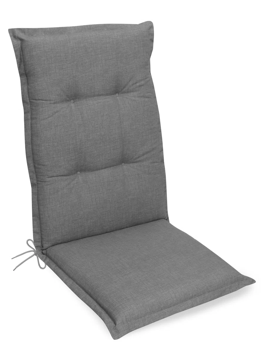 Gardissimo 6er Set Premium Hochlehner Grau, 120 x 50 x 8 cm | Gartenstuhlauflagen, UV-Lichtecht, Schaum-/Vliesfüllung, Polsterauflagen