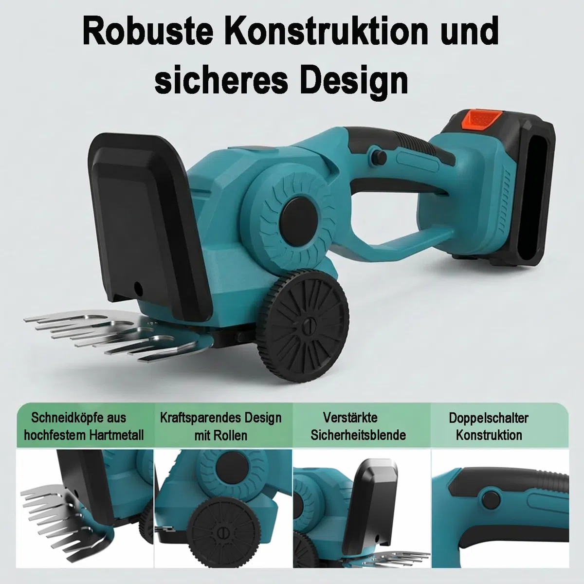Akku-Heckenschere für Makita Akkus,2-in-1 Akku Grasschere und Strauchschere | Elektrische Gartenschere mit 2x2,0Ah Batterien & Ladegerät,Schnittbreite 12cm, Schnittlänge 23cm, für Garten,Hof und Rasen