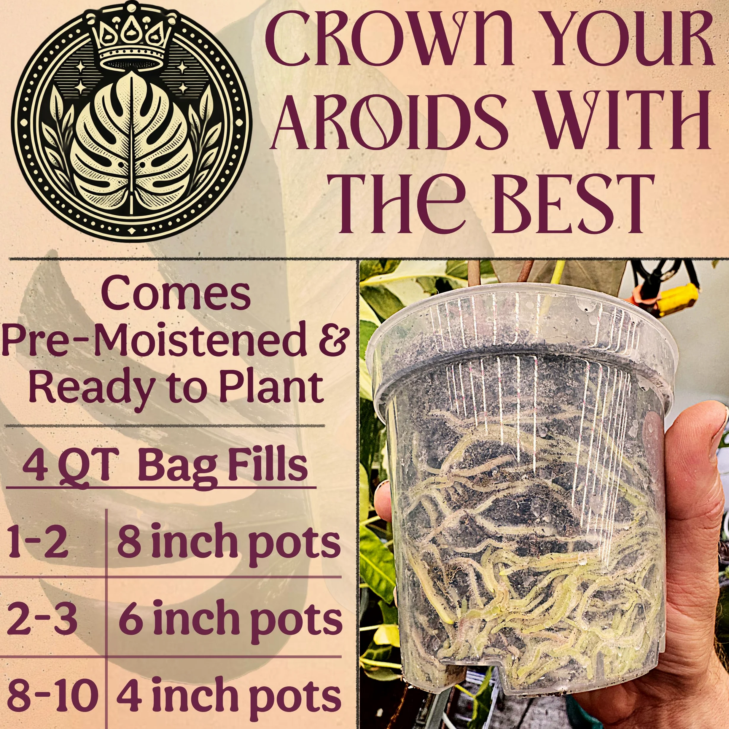 Craft Aroid Blumenerde - Elite Alocasia, Philodendron, Monstera Erde Mix, grobe, gut durchlässige Blumenerde für Zimmerpflanzen, alle tropischen Pflanzen & Zimmerpflanzen, Synthetisch