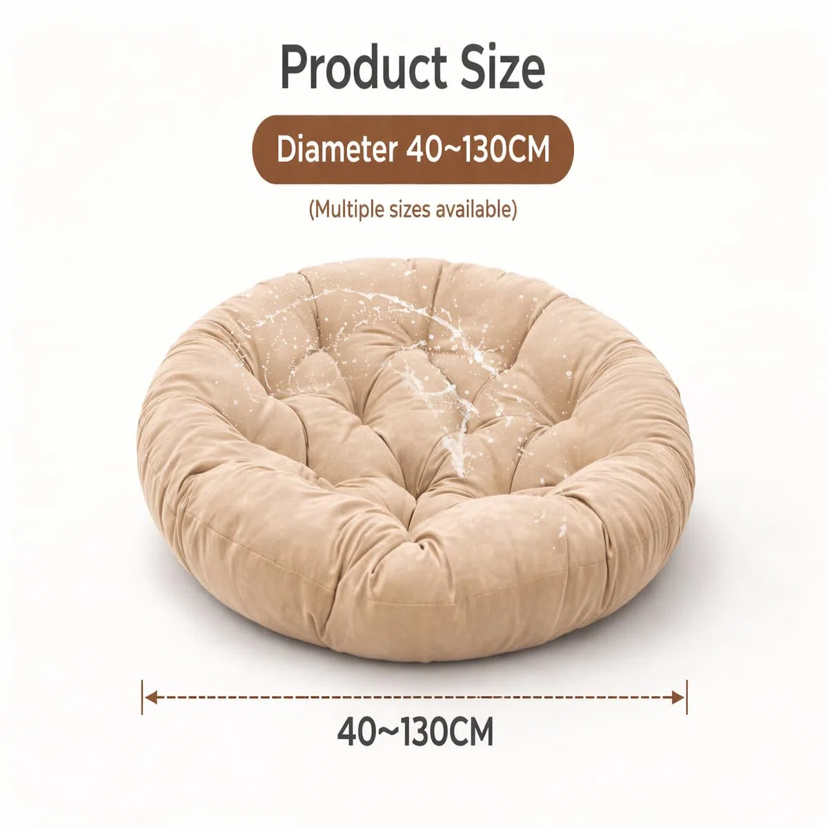 Generisch Bequemes Hängesessel Kissen, Sitzkissen Hängesessel mit weicher PP-Baumwolle, wasserabweisend, Hängesessel Polster für Garten, Balkon und Outdoor Entspannung,Khaki,110x110cm