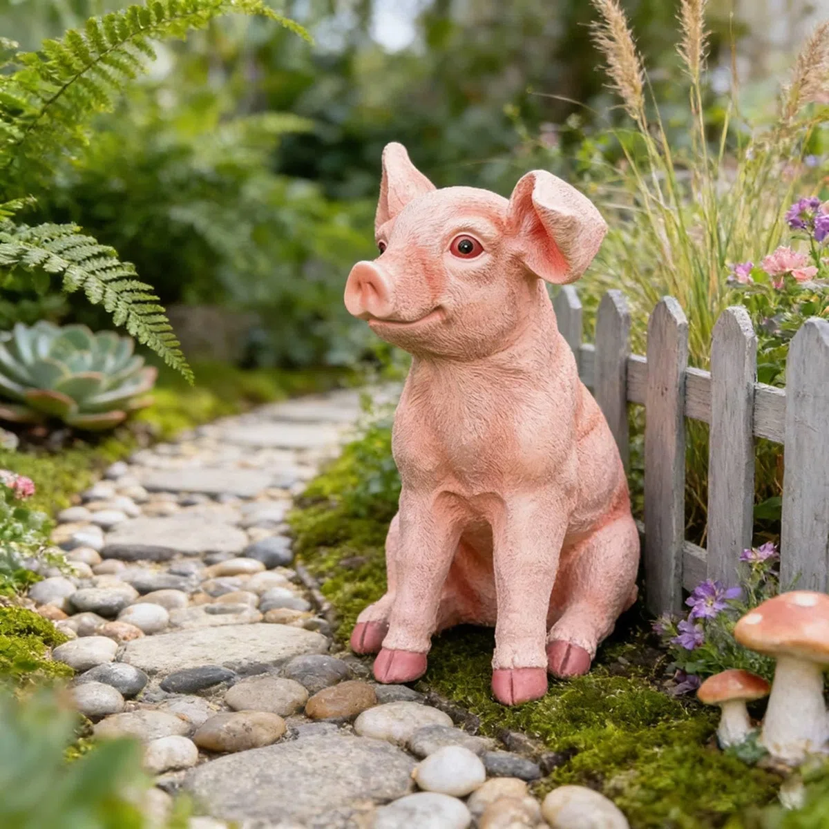 Schweinefigur-Gartenfigur Detailreich Dekoschwein Detailliert Gartenfigur Aus Kunstharz Für Gartenliebhaber, Sammler, Blumenbeet