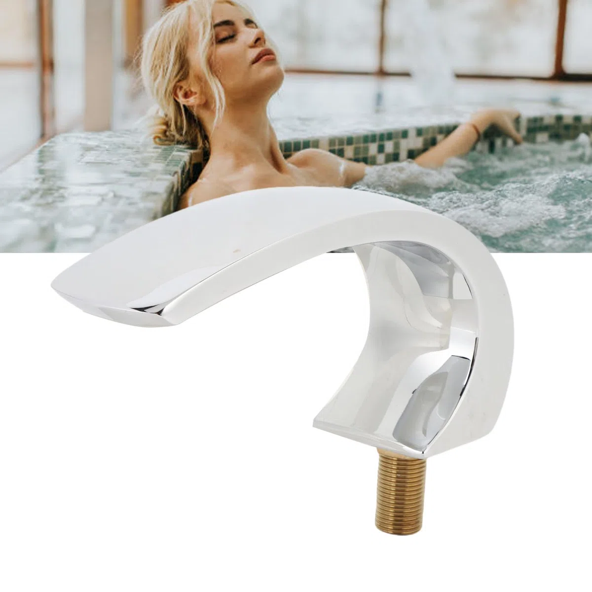 SIXRUN Wasserfall Badewannenauslauf, Edelstahl, Wandmontage, G1/2 Außengewinde, 205x55mm, für Pool, Spa, Badewanne