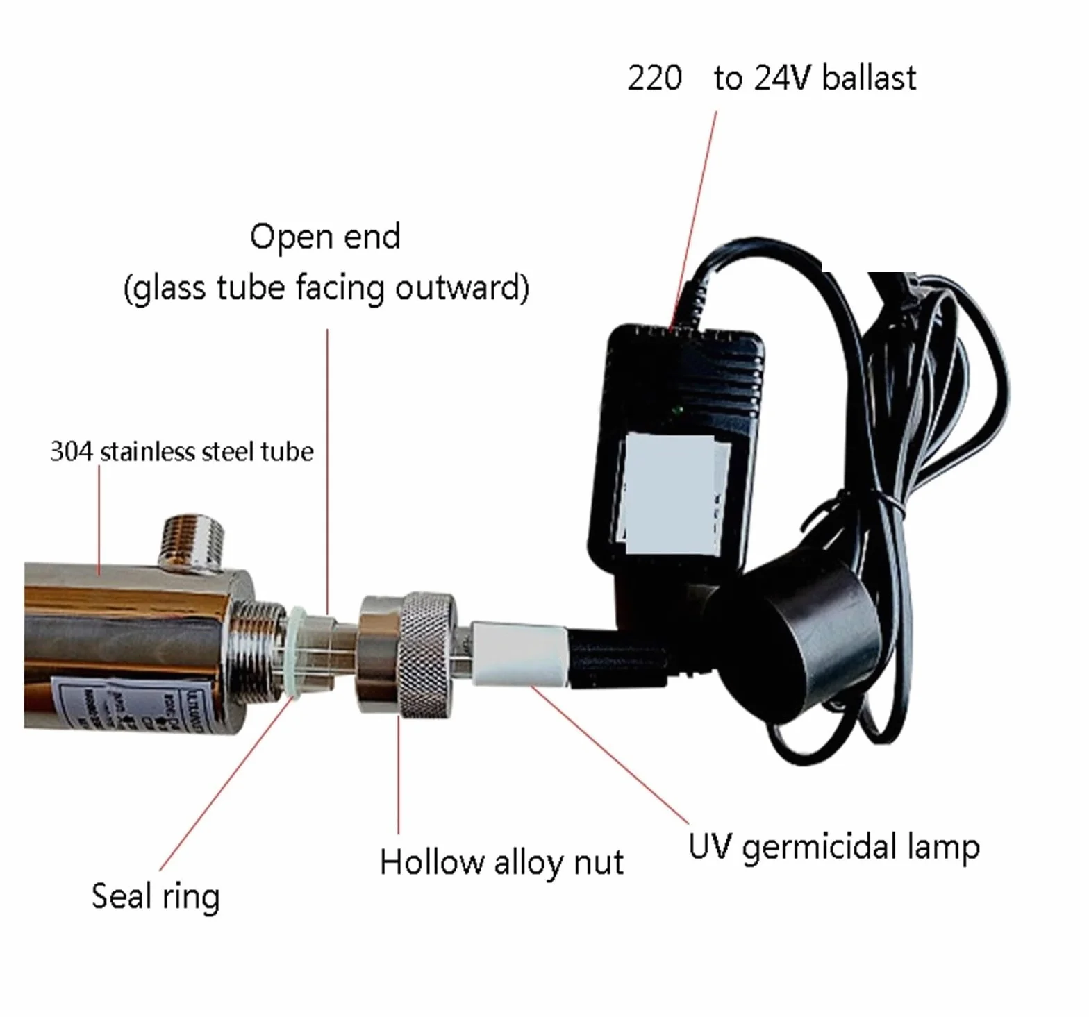 Wasserfiltersystem, 110/220 Edelstahl-UV-Wassersterilisator, UV-Röhrenlampe, direkter Getränkedesinfektionsfilter, Aquarium-Reiniger