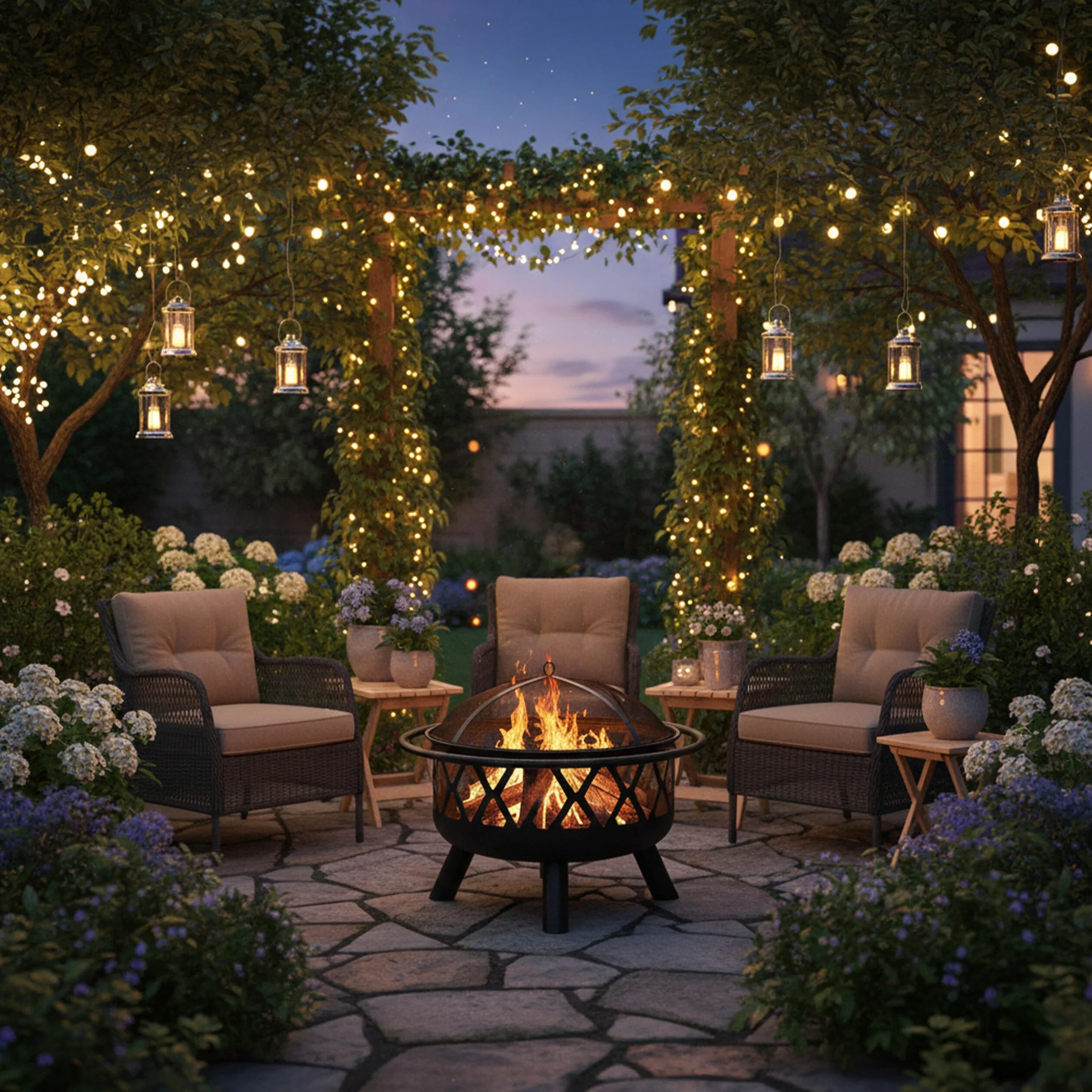 Relaxdays Feuerschale mit Grillrost, Funkenschutz & Schürhaken, Ø 75 cm, Stahl, Feuerstelle Garten & Terrasse, schwarz, 68.5 x 75 x 75 cm