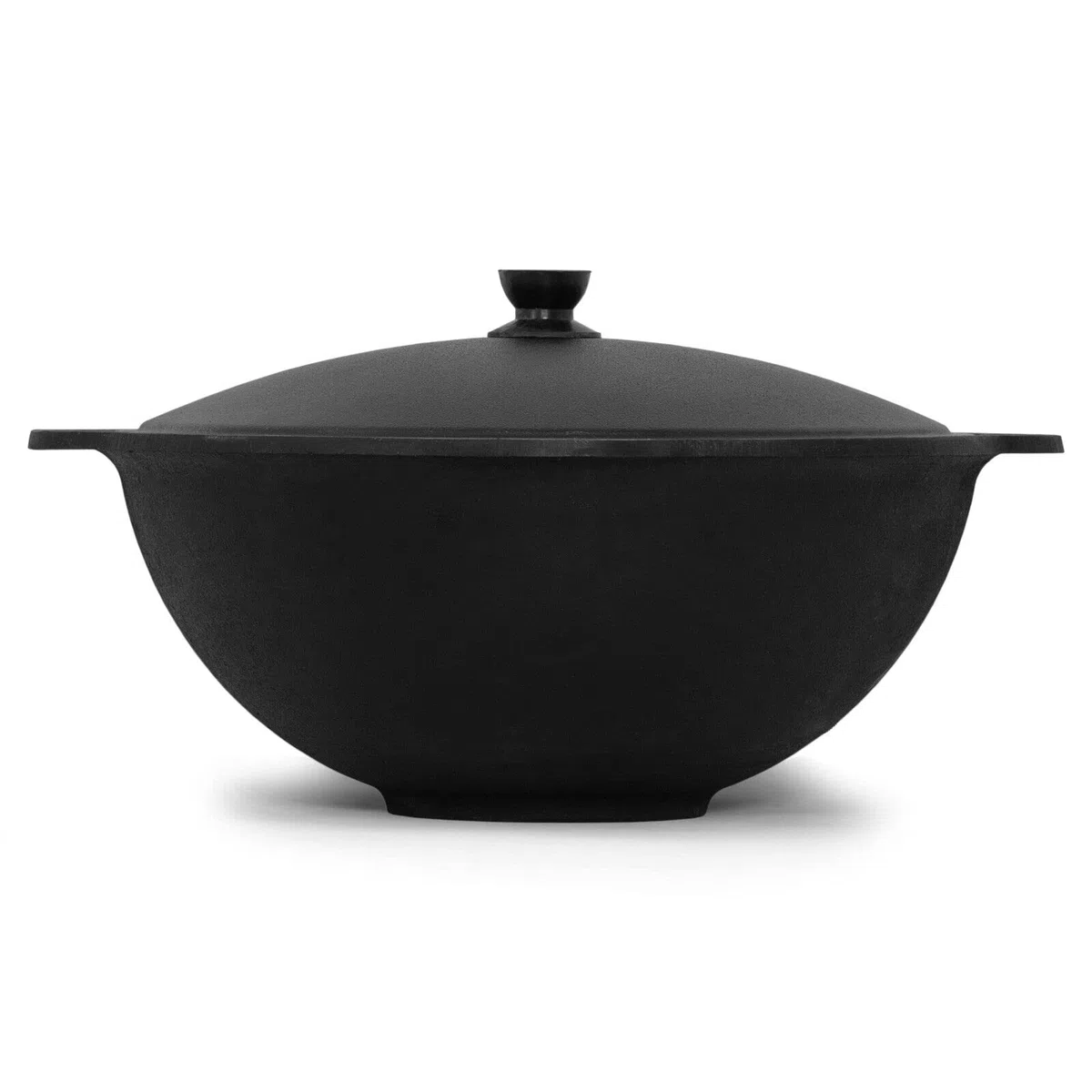 4BIG.fun Kazan aus Gusseisen 8 L mit Schaumkelle NAMANGAN Kasan Uzbekisch mit Deckel Cast Iron KESSEL Uzbek Camping Usbek Schwenktopf Asia WOK Topf mit Aluminium Deckel Grillwok Gusstopf Wokpfanne