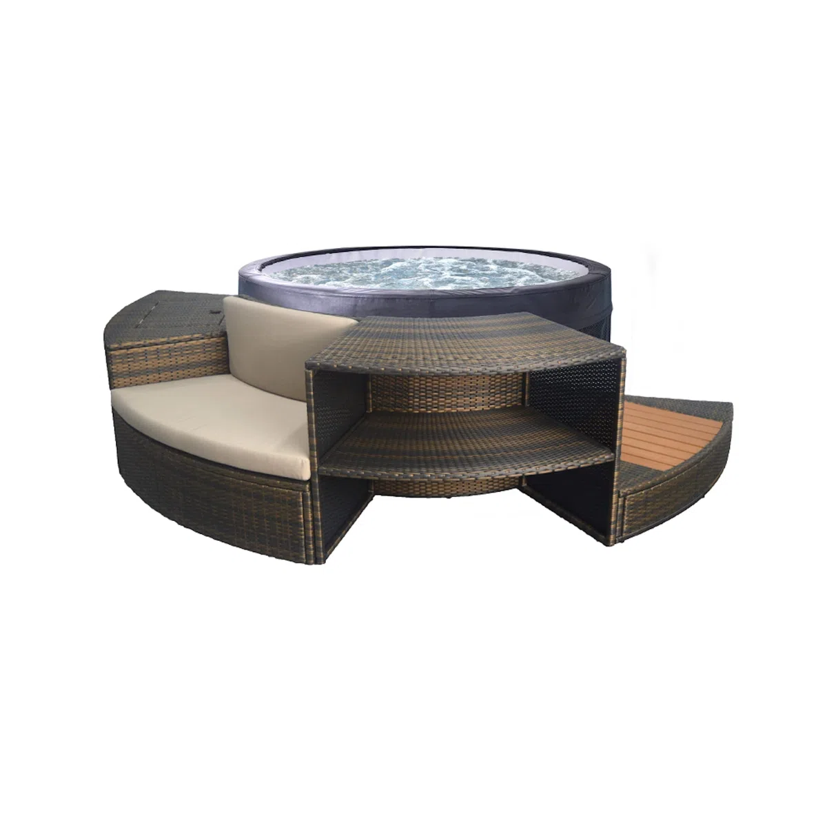 NETSPA - SP-VIP140/MOB2 – NetSpa Vita – halbstarr + Möbel (5 Elemente) – Spa tragbar – rund – 4 Sitzer
