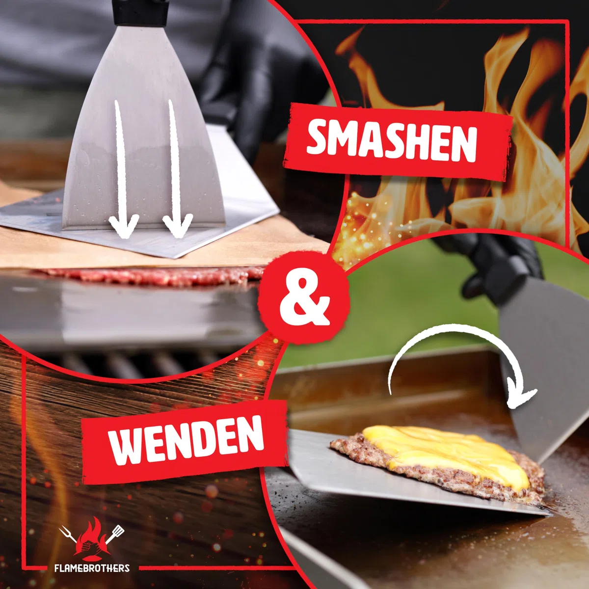 Plancha Grillplatte - All In Grillzubehör Set mit Grillspachtel & Grillschaber - 4mm rostfreier Edelstahl [40 x 30cm] - Grill Platte für Gas- & Kohlegrill - auslaufsichere Ecken für sauberen Grill