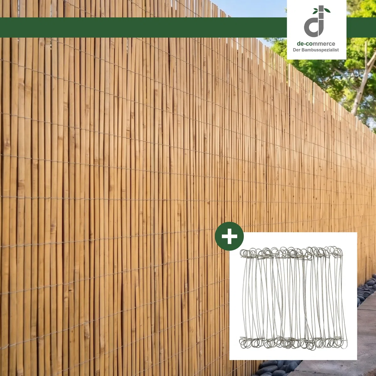 DE-COmmerce Bambus Zaun Schilf Sichtschutz CALAMA extra gehärtet (HxB) 180 x 300 cm Balkonsichtschutz, Gartenzaun, Sichtschutzzaun für Garten, Terrasse, Balkon