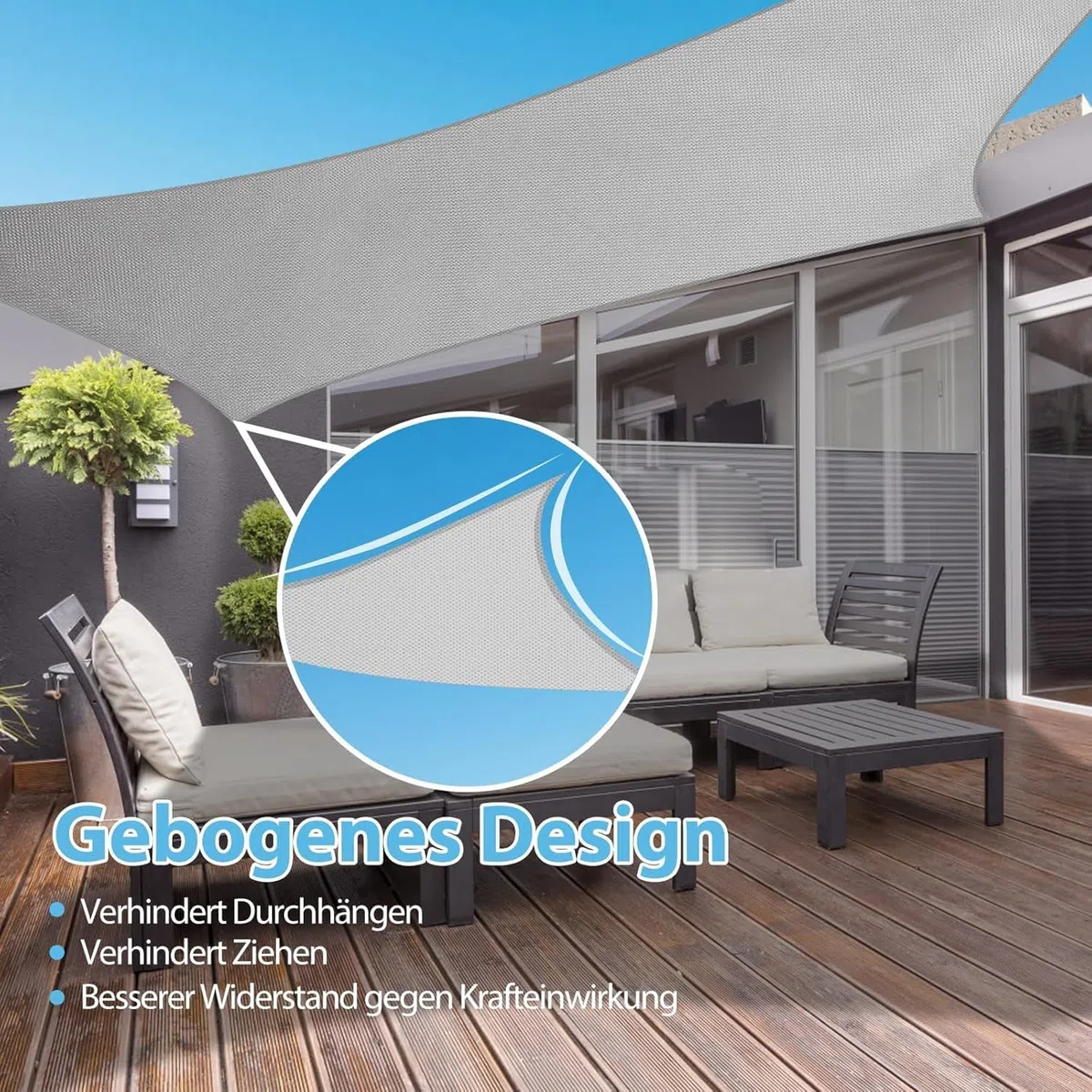Sonnensegel Wasserdicht & UV-Schutz, Verdickter 420D Oxford-Stoff – Perfekter schattiger Rückzugsort für Balkon, Garten & Terrasse, Grau (3x4m Grau)
