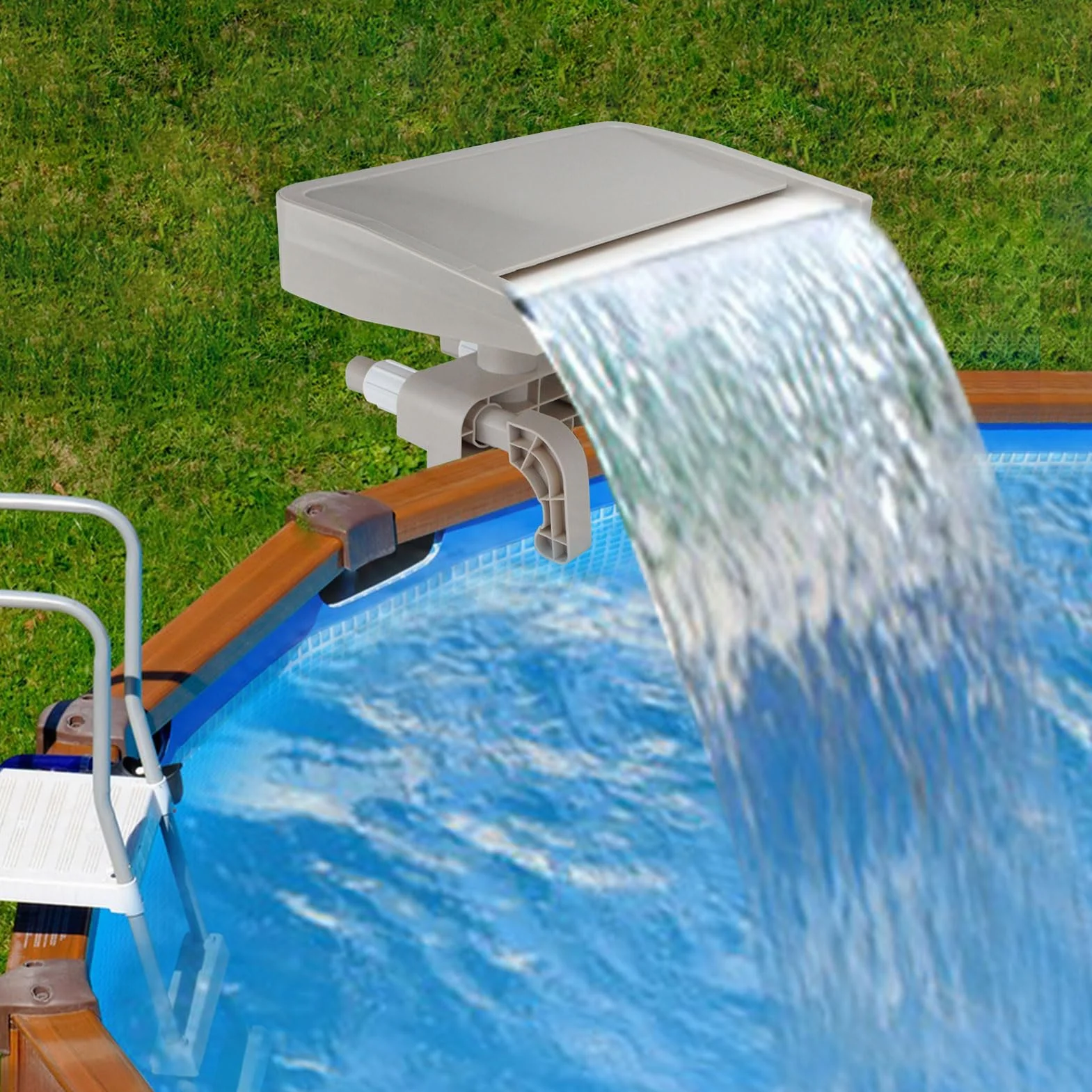 Gonetre Für Pool-Wasserfälle, Wasserfall-Poolbrunnen, abnehmbare, tragbare Halterung, separate Düsen, entspannender Wasserfall, oberirdischer Poolbrunnen, Überlauf, Befestigung aus