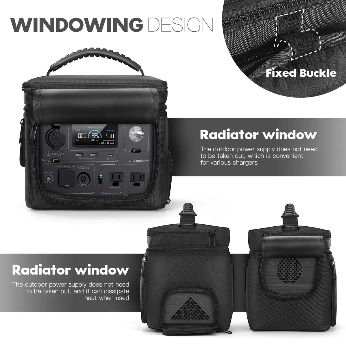 Tragetasche kompatibel mit BLUETTI Solargenerator EB3A, Elite 30 V2 Portable Power Station, Outdoor-Reise-Aufbewahrungstasche mit zweilagigen Taschen für Ladekabel und Zubehör