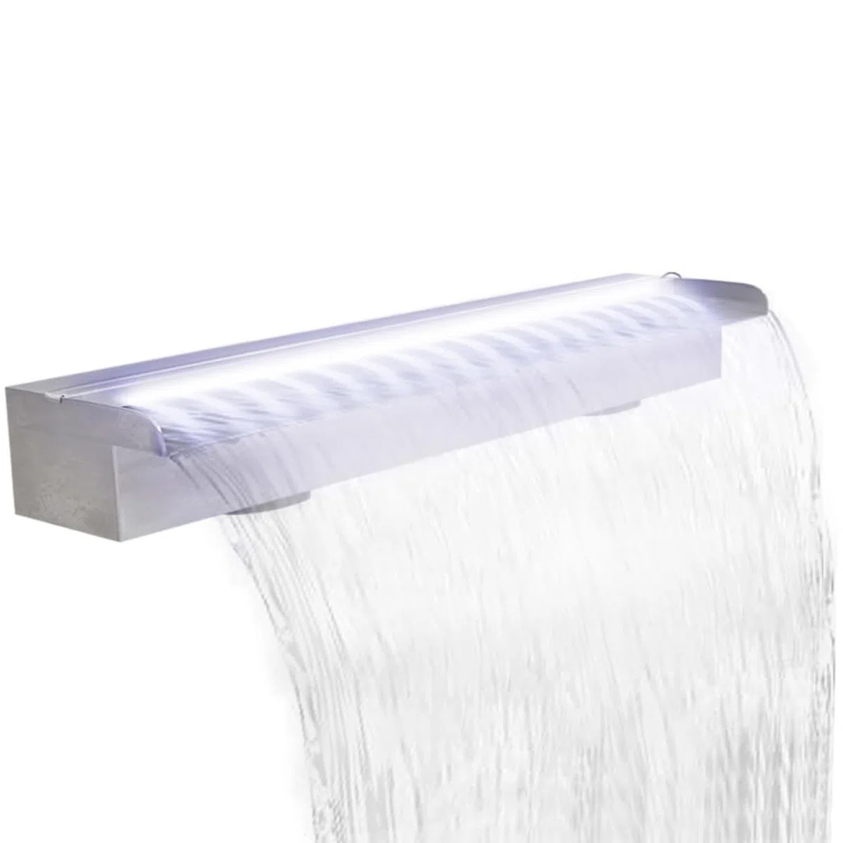 Homgoday Edelstahl-Pool-Fontäne mit LED-Beleuchtung | Dekorative Ergänzung für Teich oder Pool | 90 x 11,5 x 8 cm | SS 304 | Weiß Poolzubehör Model41674