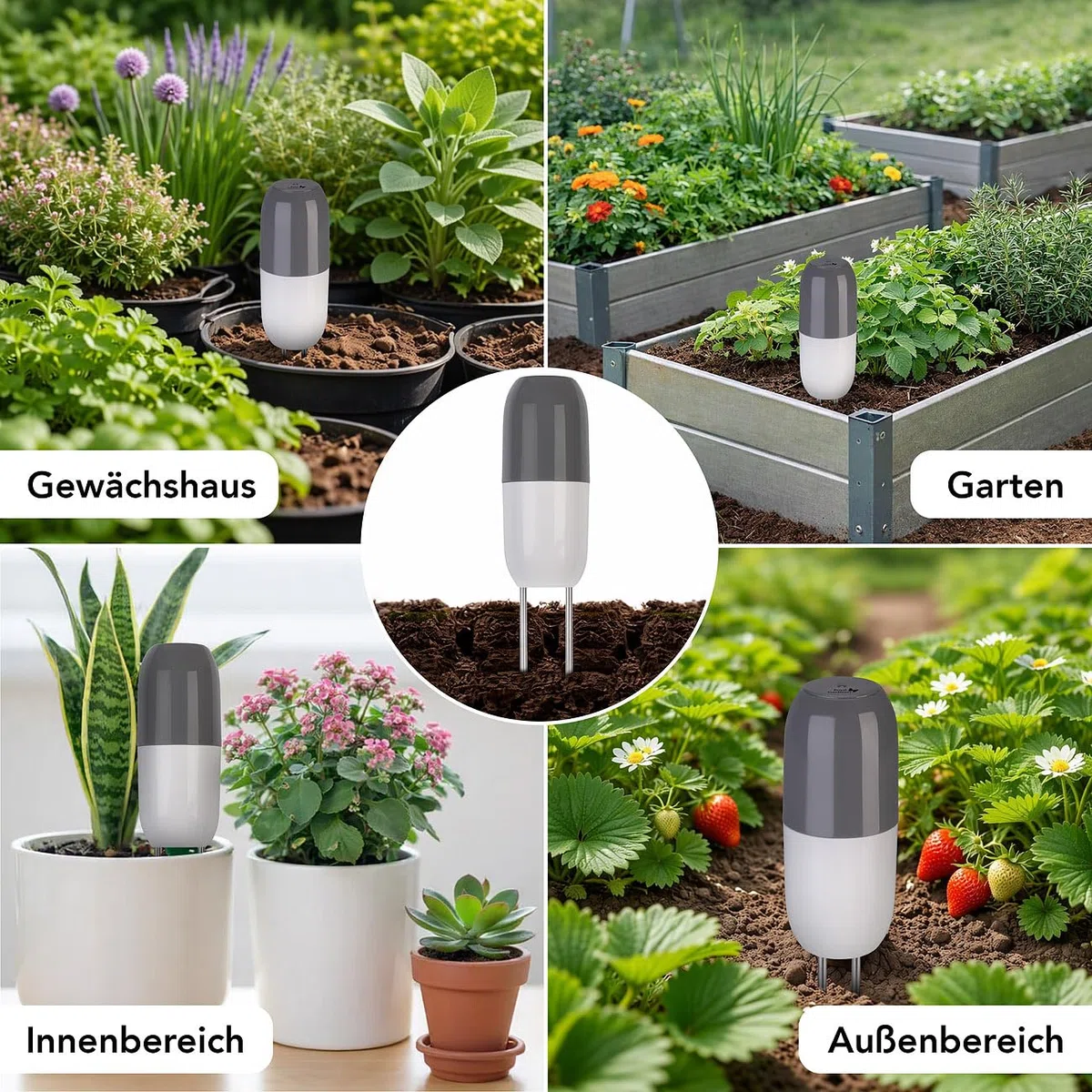 Royal Gardineer WLAN Pflanzen Sensoren: 2er-Set Smarter WLAN-Bodenfeuchtigkeits- & Temperaratursensor, App (Pflanzen Feuchtigkeit Sensoren, Pflanzenpflege)