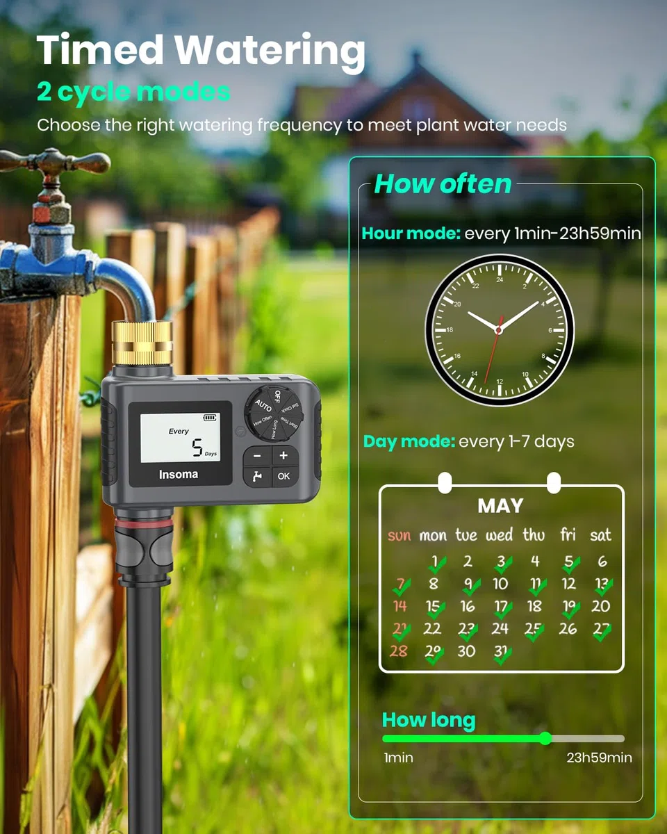 [Verbesserte Version] Sprinkler-Timer mit Messing-Drehgelenk, programmierbare Wasser-Timer für Gartenschlauch im Freien, Schlauch-Timer mit Regenverzögerung/manuell/Auto-Modus, Tropfbewässerung und