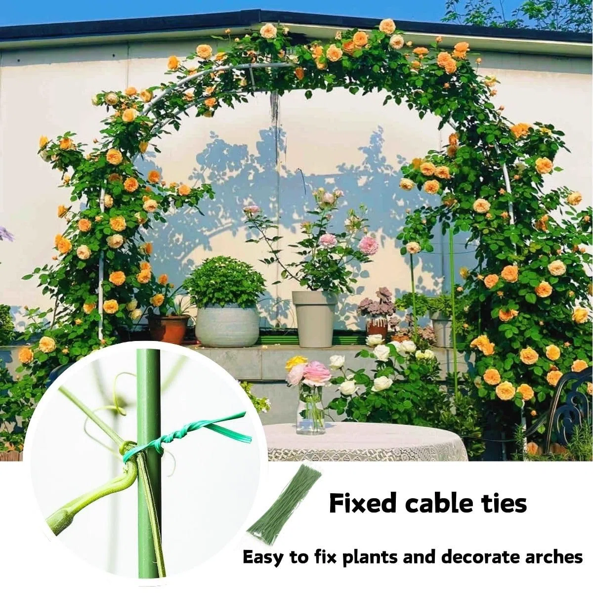 Schwarzer Metall-Gartenbogen, 240 x 220 cm, Rosenspalier für Kletterpflanzen, einfach zu montieren, Gartenlaube für Hinterhof, Landschaftsbau und Dekoration
