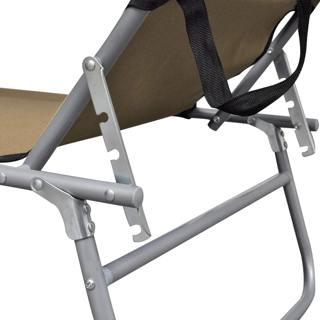 Sonnenliege Klappbar mit Sonnenschutz Stahl Taupe verstellbar 189x58x27 cm für Garten Terrasse Strand Outdoor Relax mit Dach und ergonomischer Rückenlehne