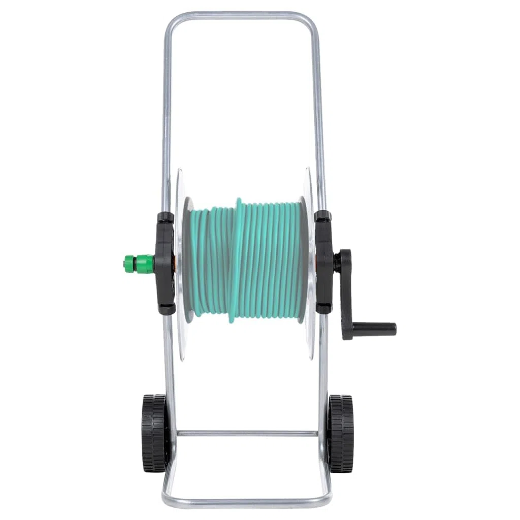 Schlauchwagen aus verzinktem Stahl für Garten, robuster Gartenschlauchhalter mit Rädern, Schlauchtrommel für 50 m 1/2 Zoll oder 35 m 3/4 Zoll Schlauch, fahrbar