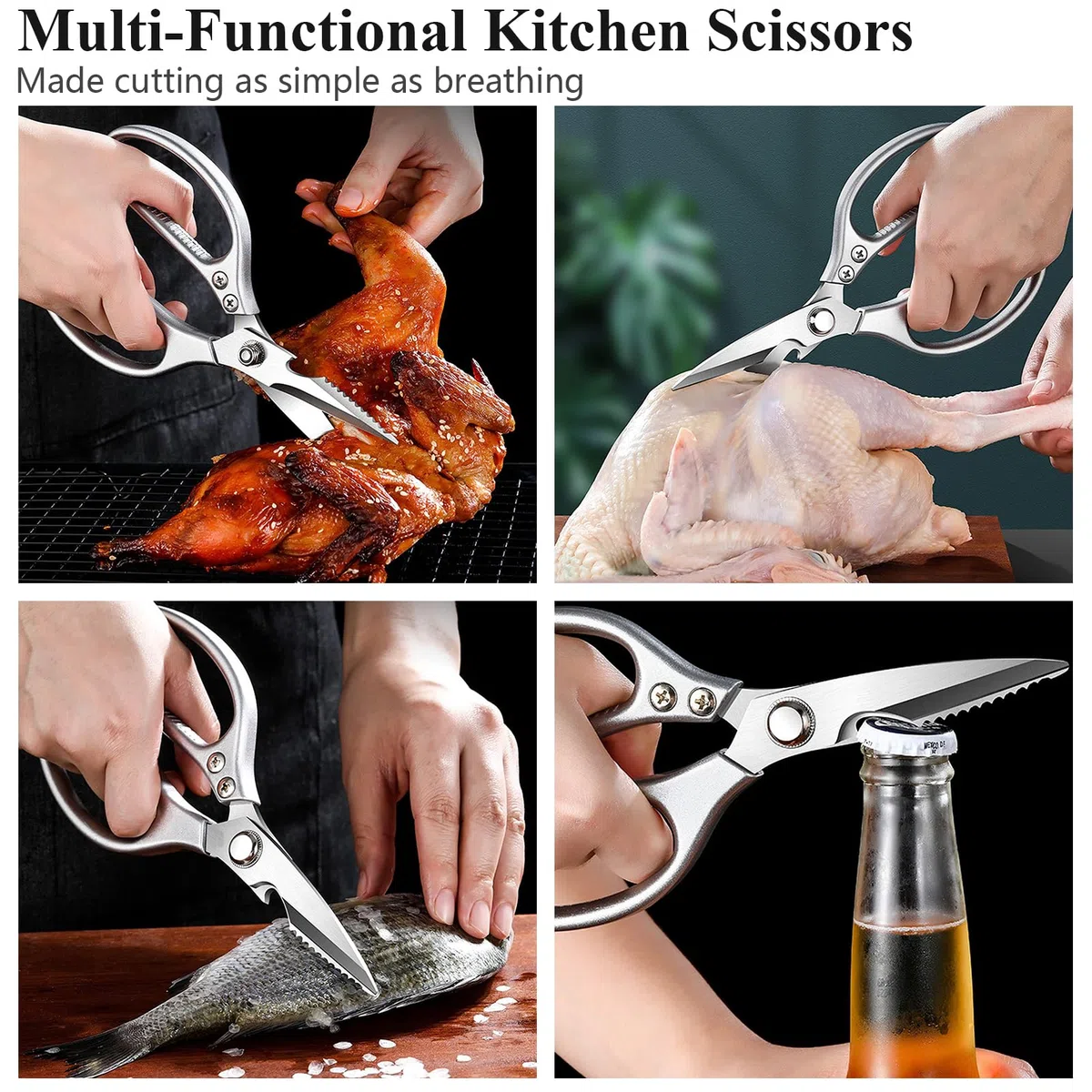 RINPIR 35pcs Grillwerkzeuge Geschenk-Set mit Schere für Männer Geburtstag Braun | Edelstahl-Grill-Zubehör-Set für den Vatertag, professionelle Grillutensilien mit Aluminiumkoffer für Outdoor-Camping