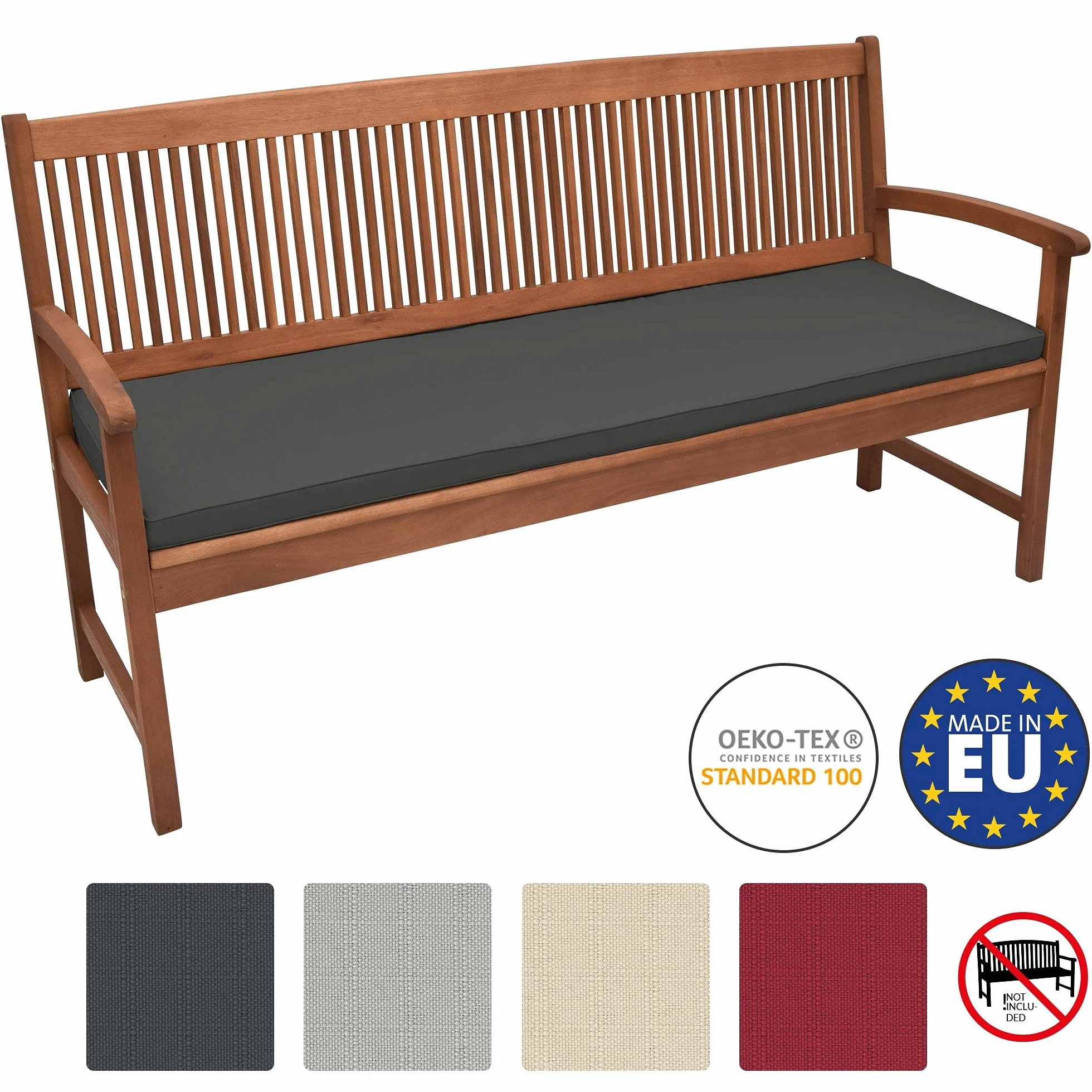 Beautissu Bankauflage - Bequeme Sitzkissen für Gartenmöbel - waschbare Bankkissen Sitzauflage - Gartenbankauflage Outdoor - Palettenkissen 150x48x5 cm - Anthrazit - Base BK
