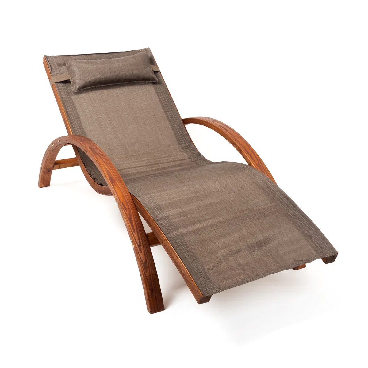 Ampel 24 Relax Liegestuhl Tropica | Relaxliege mit Armlehnen, Gartenmöbel aus vorbehandeltem Holz, Stuhl Bespannung braun, wetterfeste Gartenliege