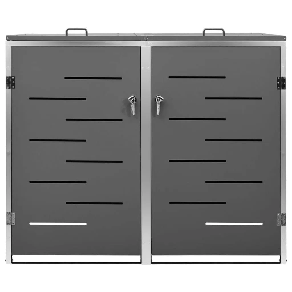 KOIECETA Mülltonnenbox für 2 Tonnen Abschließbar Rostfrei Müllbox Mülltonnenverkleidung Mülltonne Müllcontainer Gartenbox 138x77,5x115,5cm Edelstahl Anthrazit