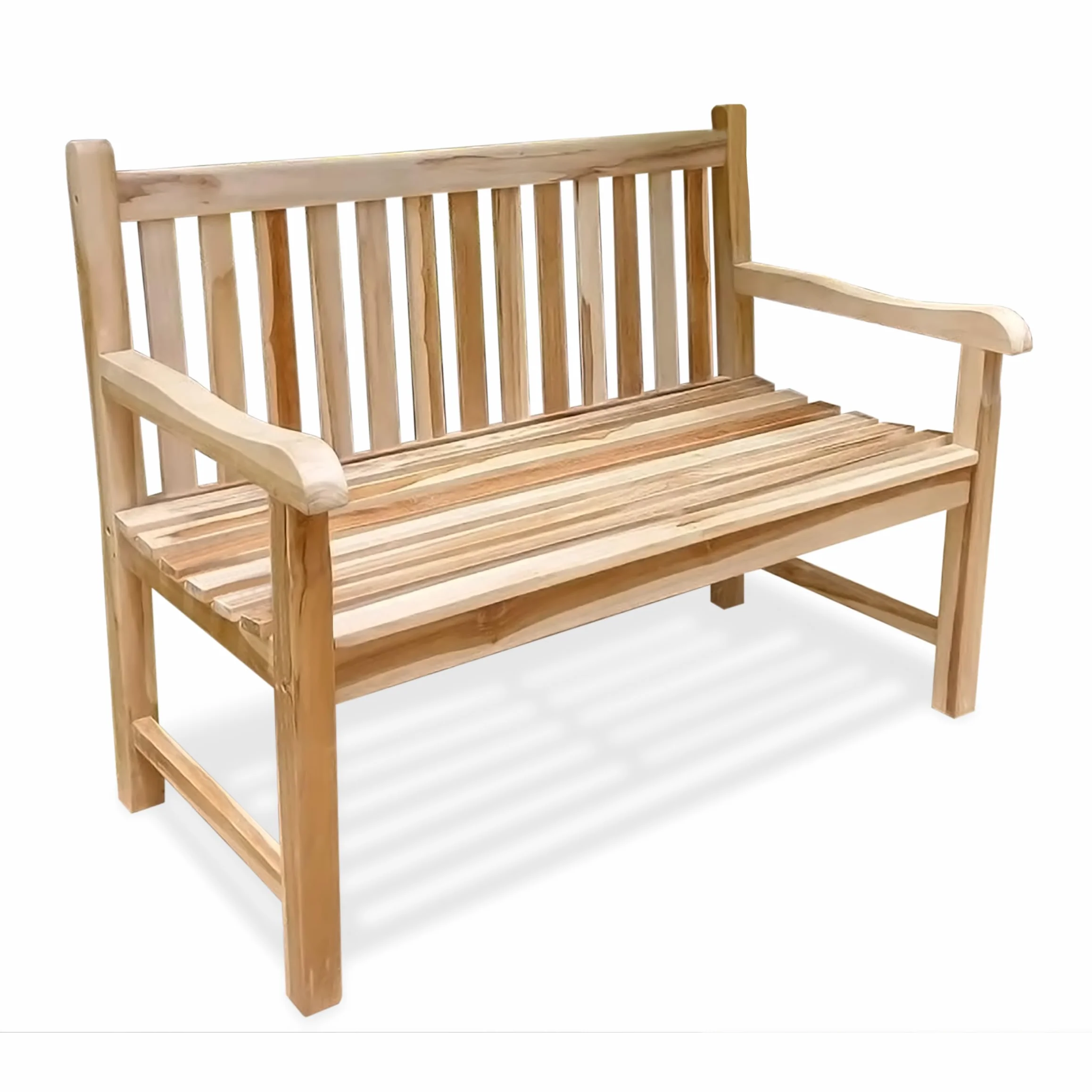 Spetebo 2-Sitzer Teak Gartenbank mit Armlehnen, 120 cm | Belastbarkeit 250 kg, Massivholz, Für Balkon Terrasse Garten