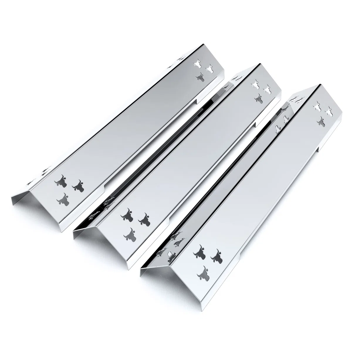 tuning-art GA29 Gasgrill Brennerabdeckung Edelstahl kompatibel mit Jamestown Knox 3-Brenner Gasgrills | Brennerschutz | Passgenau, Farbe:3er Set Chrom Bulle