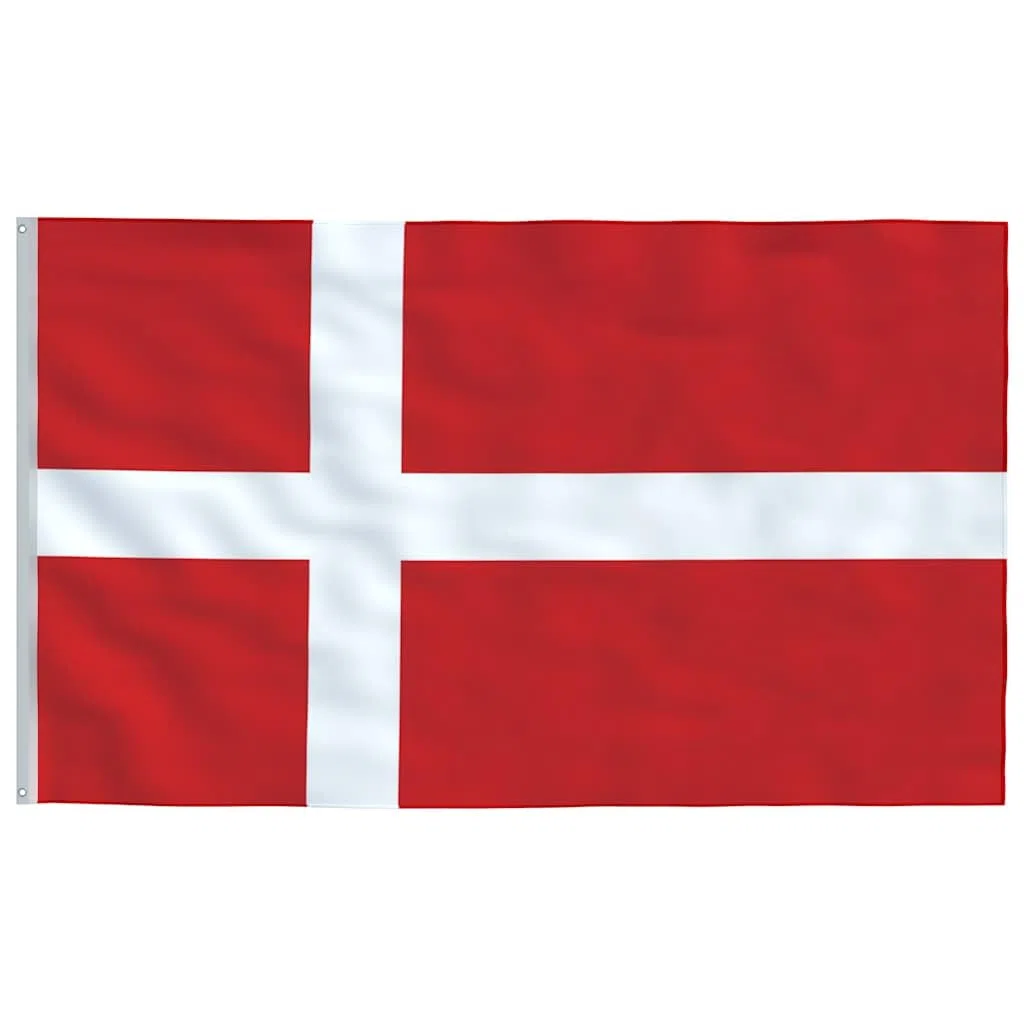 Flagge Dänemarks mit Mast 6,08 m Aluminium wetterfestes Fahnen-Set für Garten Balkon Terrasse mit Halterung, Ösen, Karabiner, Seil und Bodenhülse ideal für Party Festival Feier
