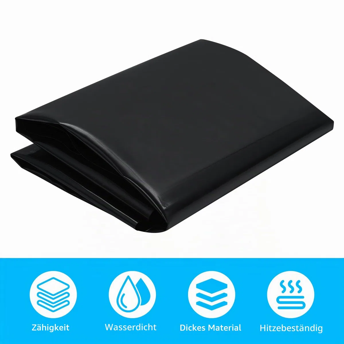 6x6m Teichfolie,Teichwanne Stärke 0.5mm-HDPE Schwarz Teichplane Dichtungsfolie Teichmembran Schwimmteich Folie,für Fischteiche, Brunnen, Wassergarten und Wasserfall,Gartenteich
