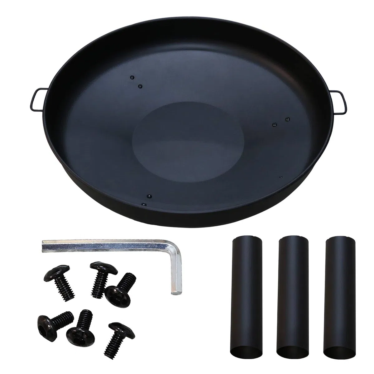 Herrselsam Feuerschale Ø 80 cm Feuerstelle für den Garten, mit 3 abnehmbaren Füßen und Griffen, Outdoor-Feuerstelle für Garten und Balkon, Stahl-Feuerstelle für Sommerpartys, Lagerfeuerheizung