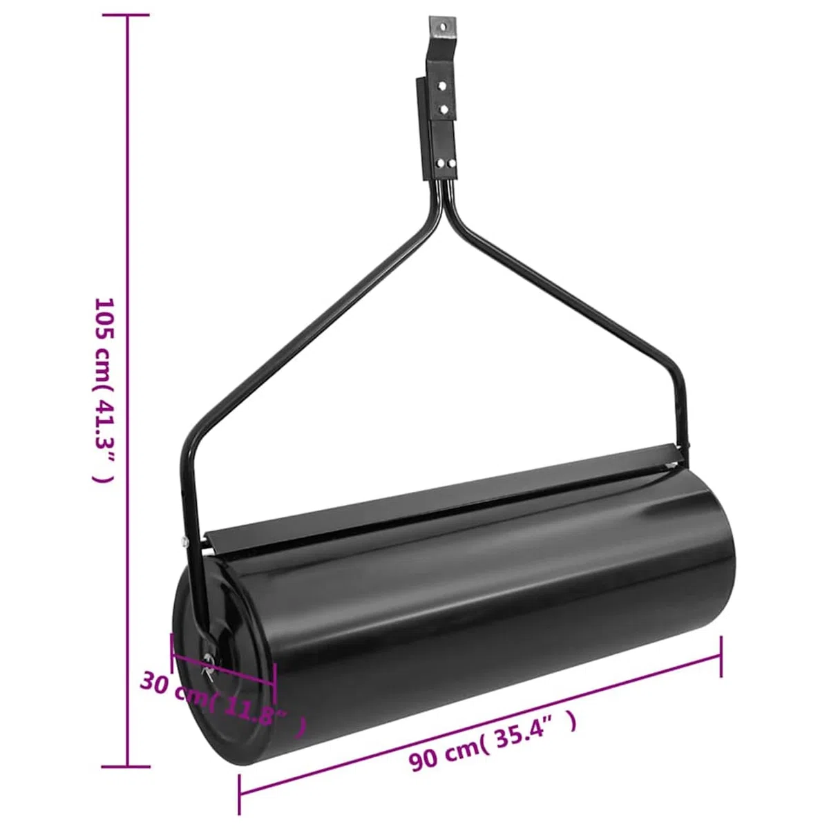 Rasenwalze Gartenwalze, Eisen, Schwarz, 30x90 cm, 63 L Füllvolumen, für Rasenpflege und Bodenverdichtung 154466