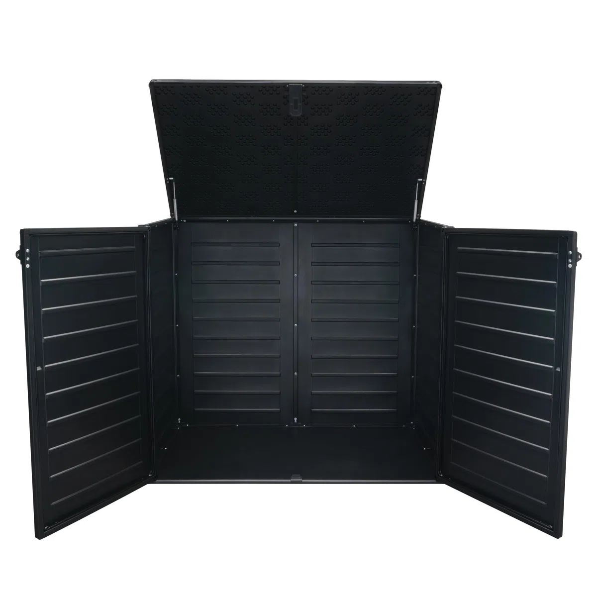 Koll Living Mülltonnenbox Tilia 1170 Liter – abschließbare Universalbox in Holzoptik, wetterfest & UV-beständig, aus Kunststoff, Schwarz
