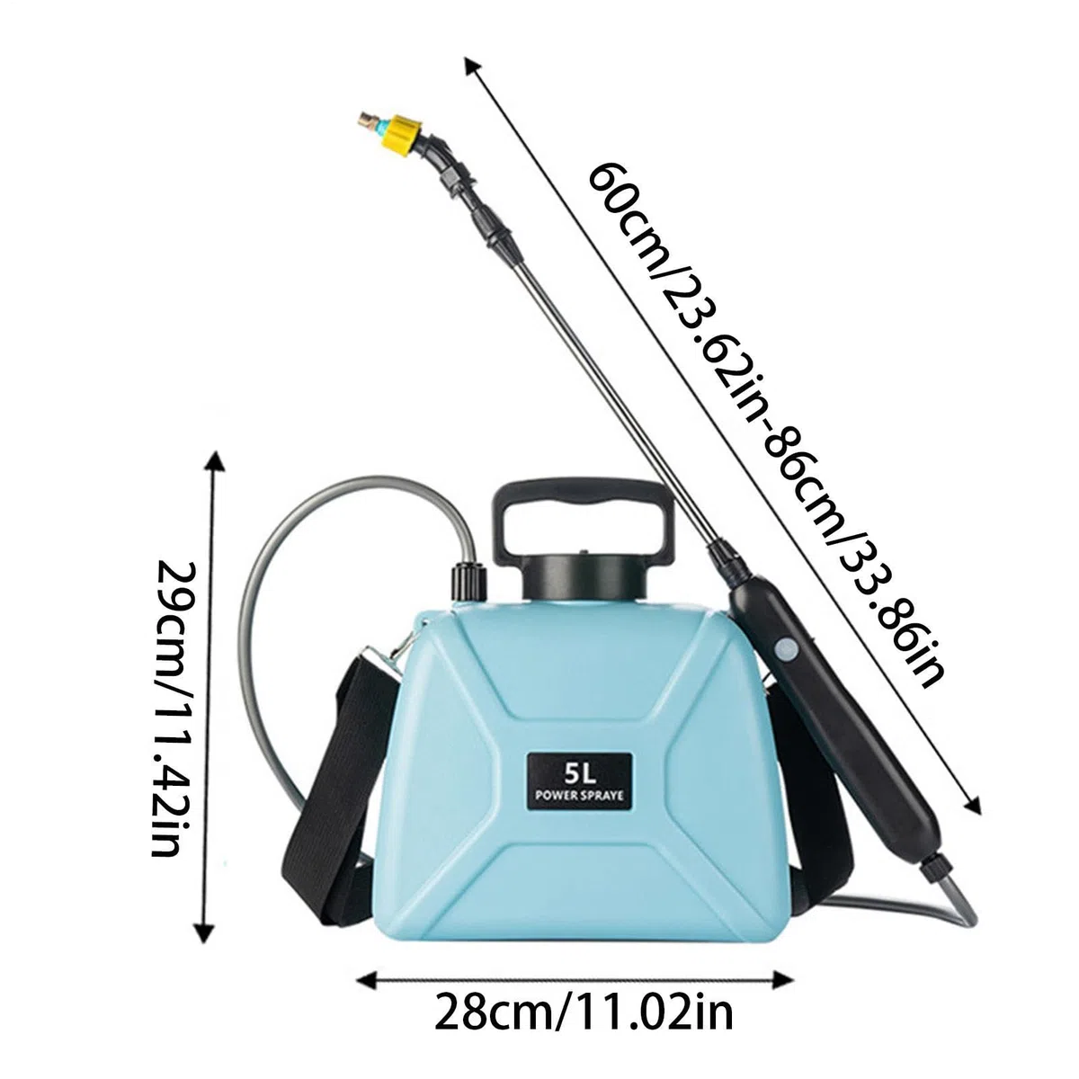 Elektrisches Sprühgerät 3 Düsen Bewässerungswerkzeug | 5L Rasensprüher Mit Schultergurt Teleskopstab Für Boden, Pool, Pflanzenpflege, Fenster, , Rasen, Garten Und Outdoor