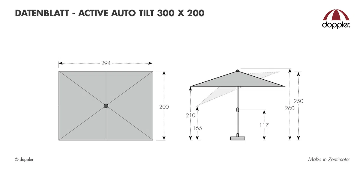 Doppler ACTIVE Auto Tilt in verschiedenen Farben und Größen