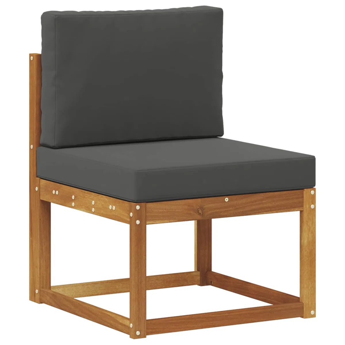 Outdoor-Sofagarnitur aus massivem Akazienholz mit Kissen 6-teilig Natur und Anthrazit, wetterbeständig, modulare Sitzgruppe mit Tisch, ideal für Garten Terrasse und entspannte Abende