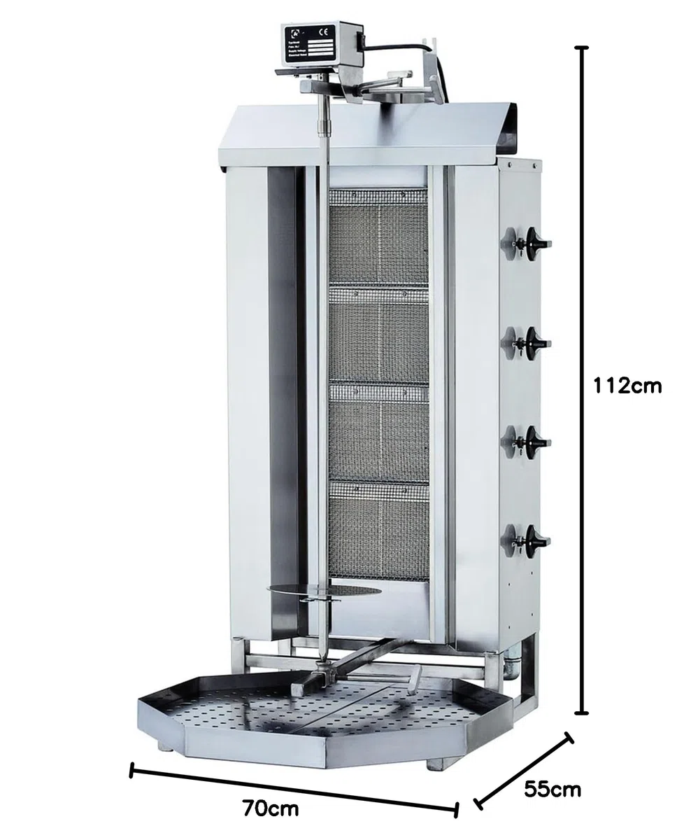 Döner- / Gyrosgrill 4 Brenner Motor oben (Erdgas)