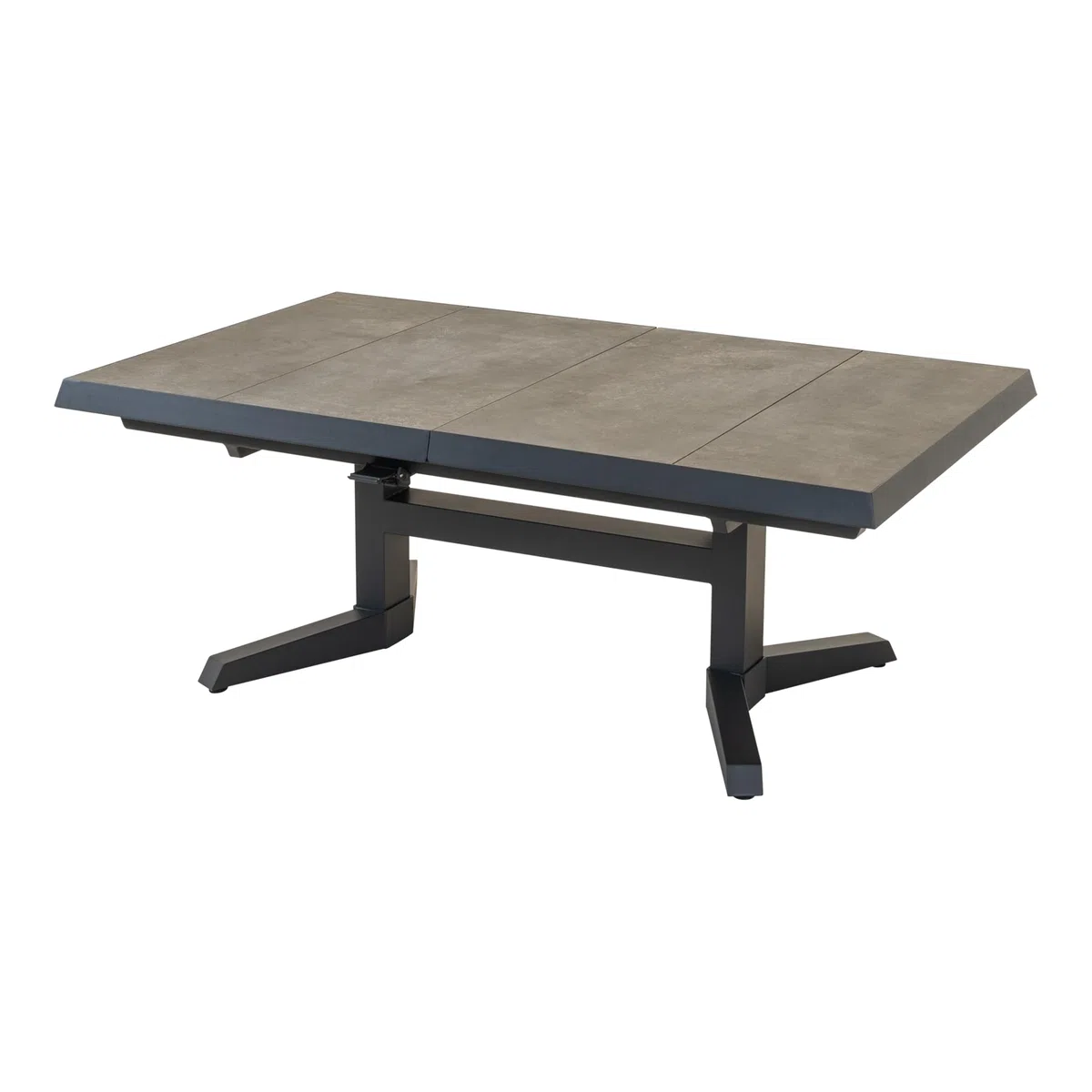 Lesli Living Keramik Ausziehtisch Murcia, Gartentisch, Anthrazit | Ausziehbar 143 auf 183 x 88 cm, Stufenlos Höhenverstellbar H 54-74 cm, Keramikplatte, Wetterfest, Outdoor