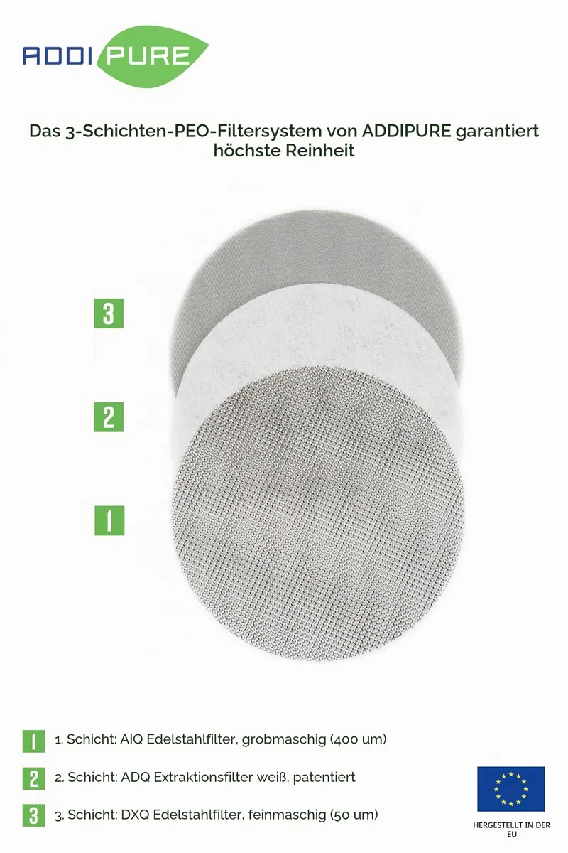 Extraktor PEO 240 * 50, höhenverstellbar, Lebensmittel echtes Aluminium, eloxiert. Füllmenge bis zu 120g. 3-lagiges Filtersystem für höchste Reinheit.
