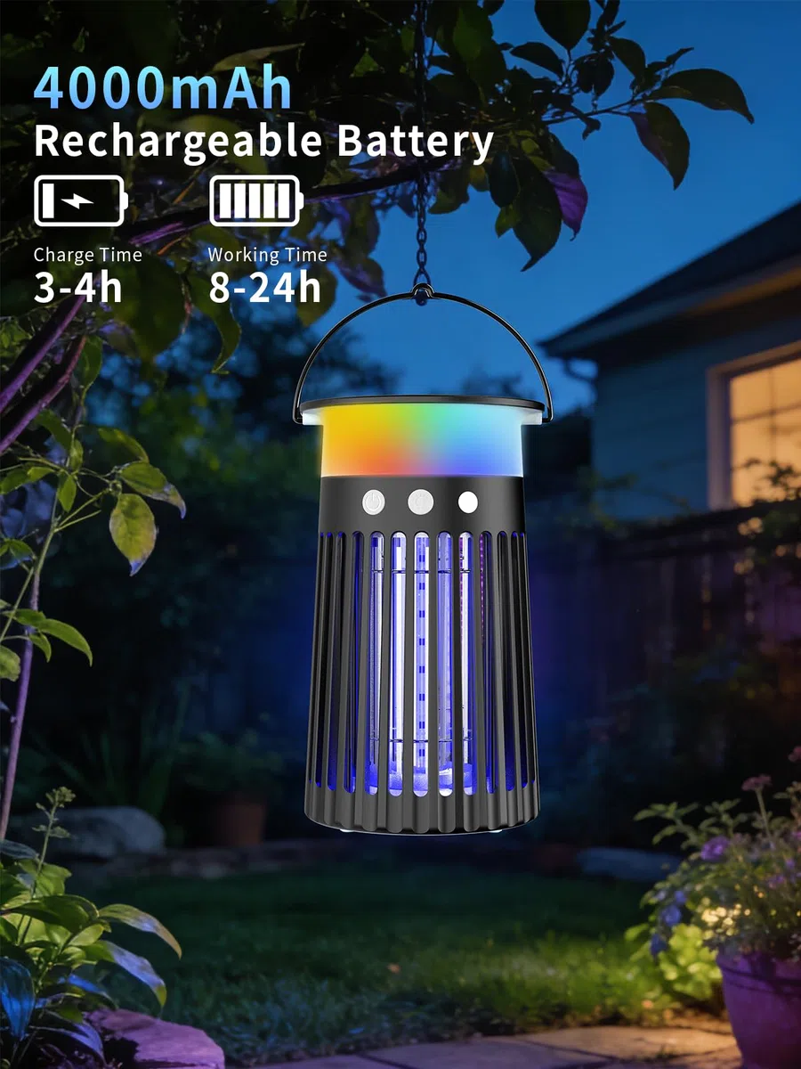 Moskito Zapper - Outdoor Bug Zapper & Trap, 4200V Wiederaufladbare wasserdichte Killerlampe für Terrasse, Garten, Camping & Haus, vertreibt Mücken, Fallen Fruchtfliegen & Mücken