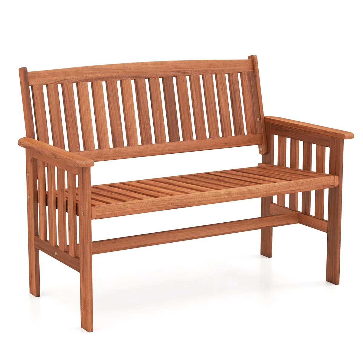 COSTWAY Gartenbank Holz, Holzbank wetterfest, 2-Sitzer Sitzbank, Balkonbank mit Armlehnen, Terrassenbank, Parkbank für Garten, Balkon, Terrasse, 119 x 59,5 x 89 cm