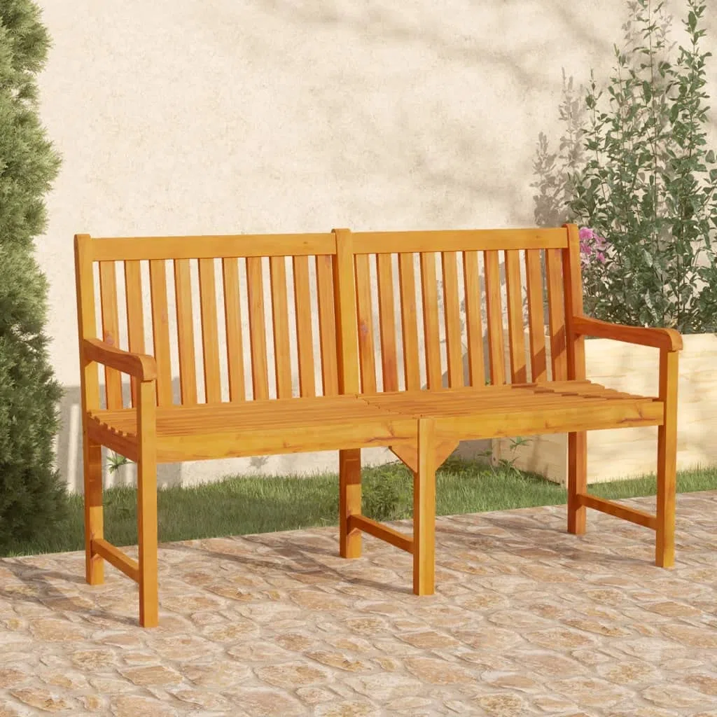 Fengshui Akazienholz Sitzbank 150x55 cm Gartenbank | Massivholz, geölt, wetterbeständig, Armlehnen, Rückenlehne, pflegeleicht