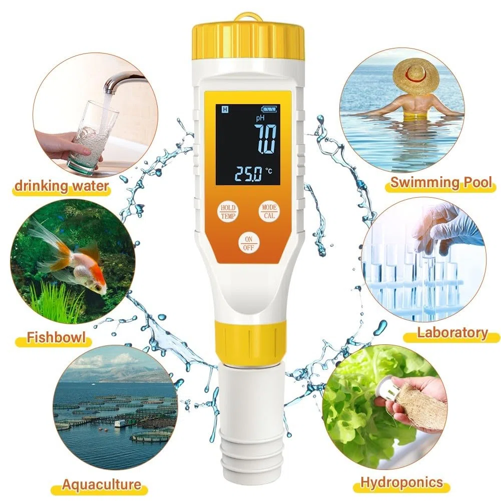 FACAIIO Digitaler 7-in-1-Wasserstoff-Wassertester, Hintergrundbeleuchtung, ORP-Salinität, pH-Messgerät, Getränke und Säfte