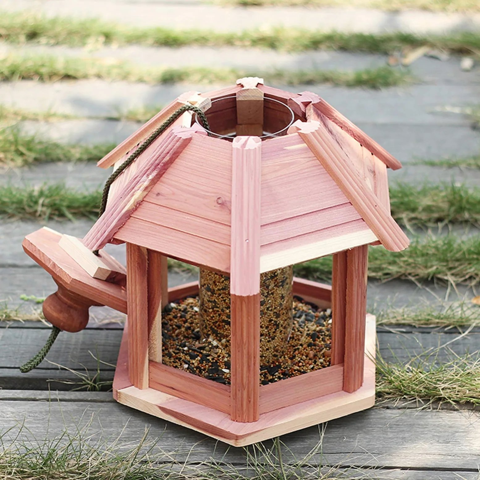 Vogelhaus aus Holz zum Aufhängen,Vogelfutterhaus wetterfest für Balkon Garten,Vogelhäuschen Futterhäuschen,Vogel Futterhaus,Vogelfutterhaus Vogelhaus Futterstation Vogelhäuschen Vogel