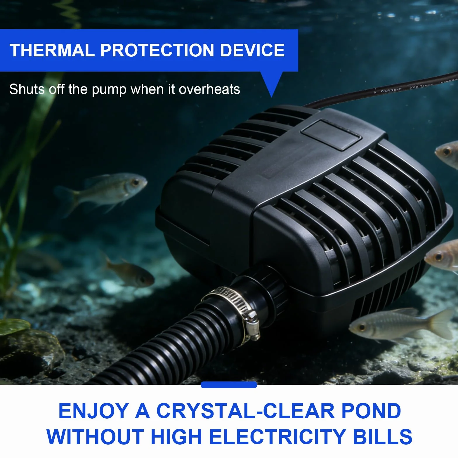 CPROSP Teicher Filterpumpe CFP-1500L/H [2025] - 25W Teichpumpe, Super Leise & Energiesparend, Fischschutz, Ideal für Gartenteich & Bachlauf, IPX8