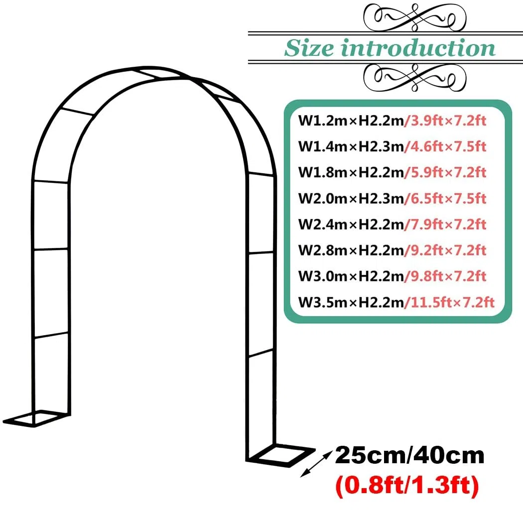 Verstellbarer Rosenbogen aus Metall für Kletterpflanzen – 120–350 cm, schwarzes Hochzeitsspalier, perfekte Gartenlaube für Blumenarrangements, Veranstaltungen im Freien und Landschaftsgestaltung.