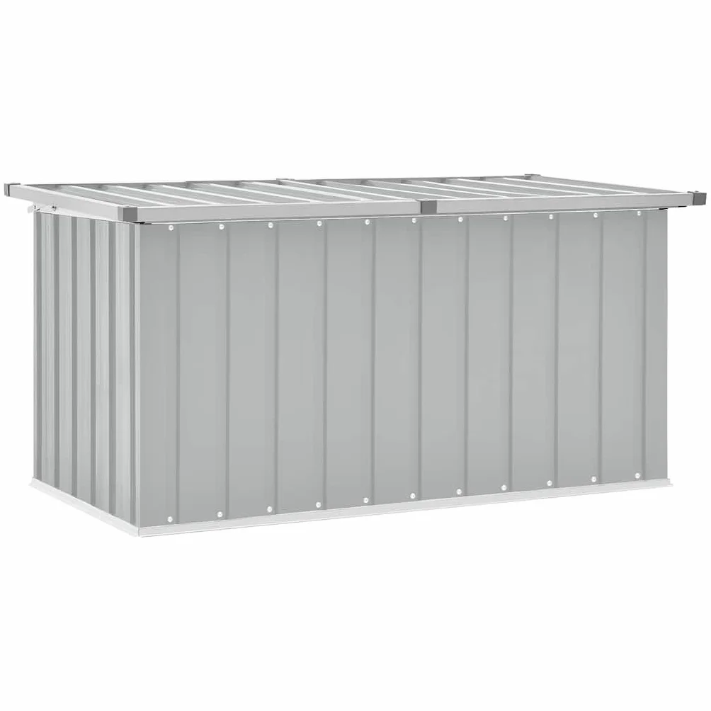 Gartenbox Grau 129x67x65 cm Stilvolle Aufbewahrungsbox für Terrasse Balkon Garten, Robustes Verzinktes Stahlgehäuse, Geräumige Lagerung für Kissen Werkzeug Gartengeräte,