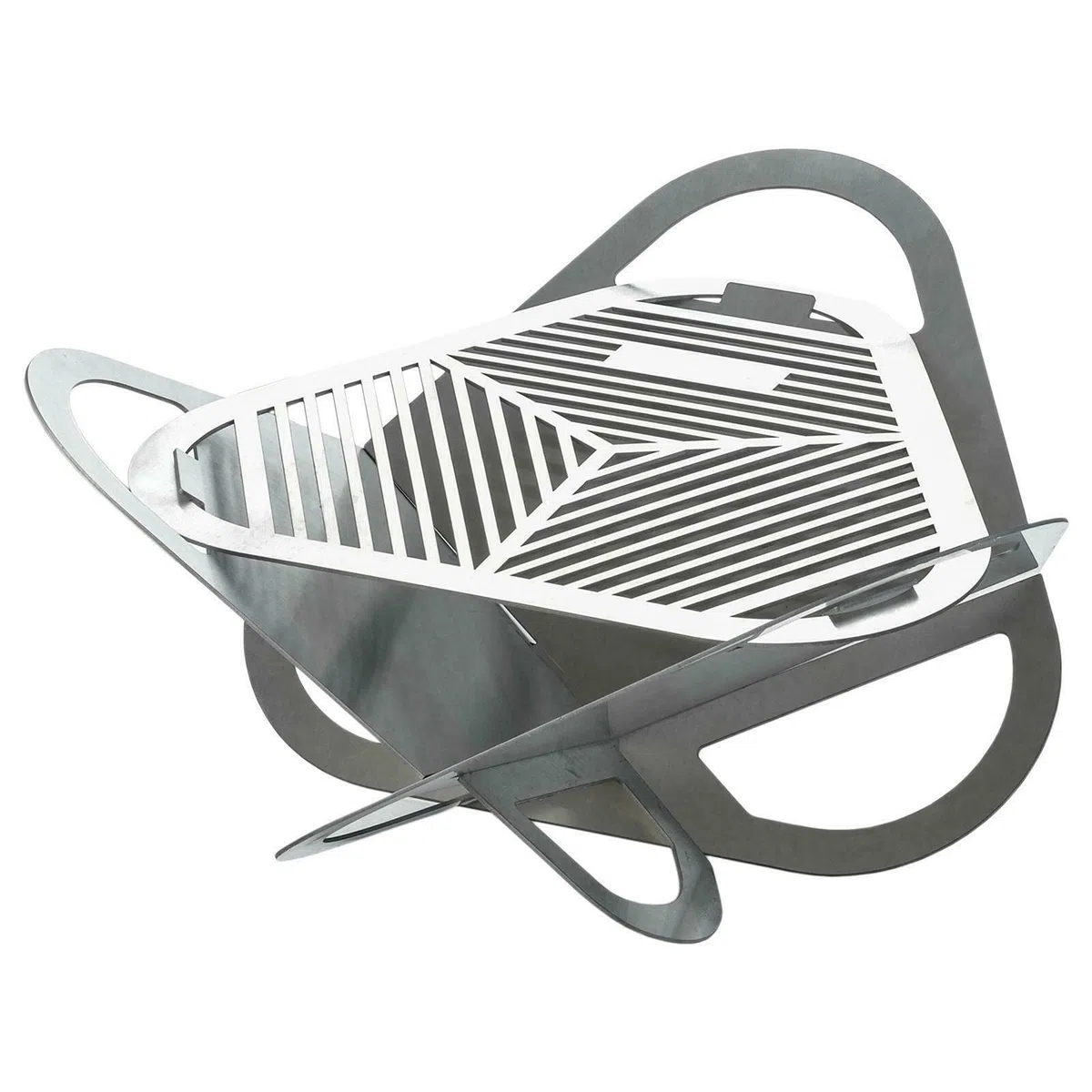 Feuerstelle 56 x 56 cm aus Edelstahl Mobile Feuerschale BBQ Lagerfeuer klappbar Gartenfeuer Feuerkorb Feuertonne für Terrasse und Garten Grill