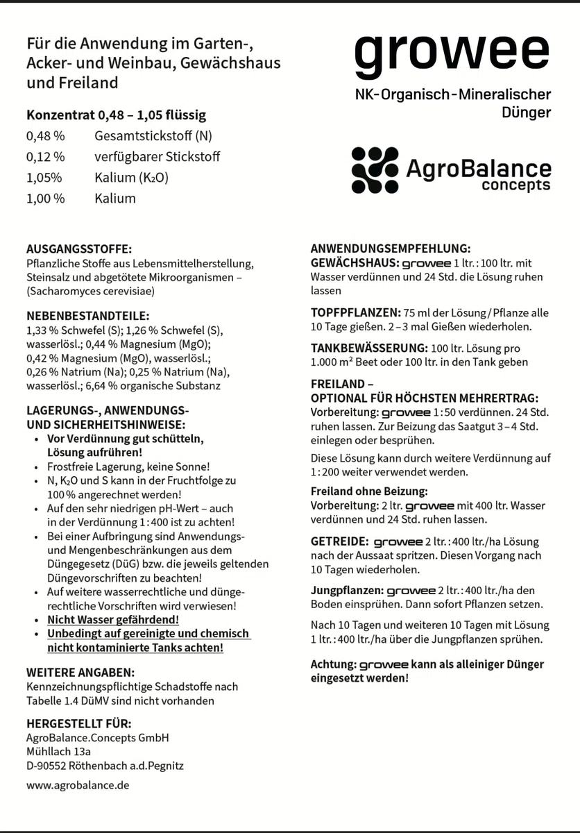 Vegan & Bio Organischer Mehrertrags Dünger Konzentrat 100% Vegan & Organic Fertilizer (1000 ml) ergibt 100 Liter Dünger reicht für ca. 333 Pflanzen